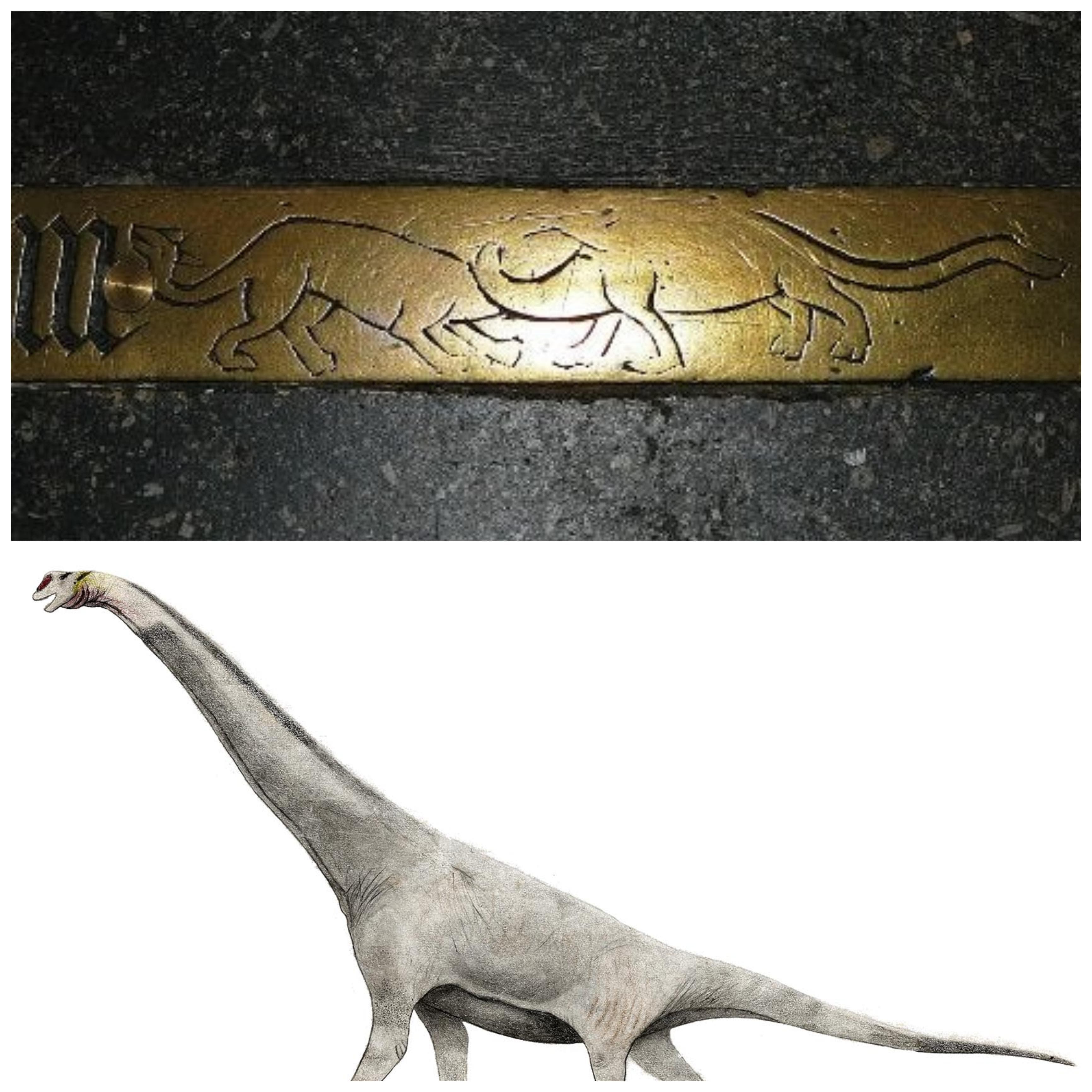 Ancient drawing showing dinosaur-like creature